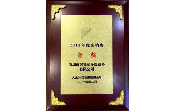 2013年优秀销售 金奖